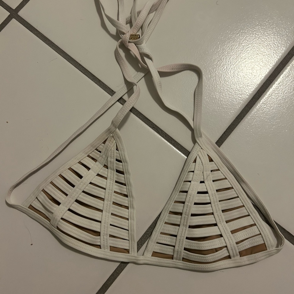 Beach Bunny White Strappy Bikini Top and bottom